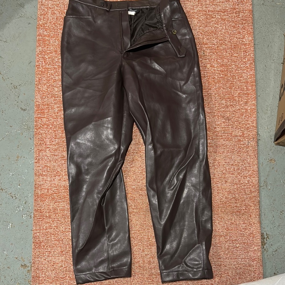 Elegant Brown Leather Trousers